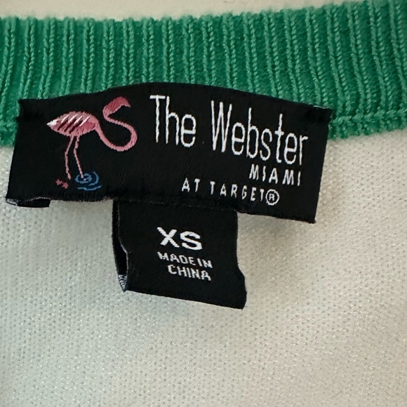 Women’s The Webster Miami Button-Up Cardigan Sweater XS Cream w/ Green Trim - Picture 9 of 9
